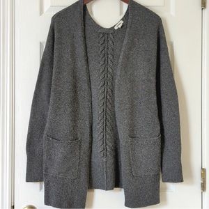 Garage Slouchy Oversized Open Front Back Braided Cardigan Sweater Dark Gray XS